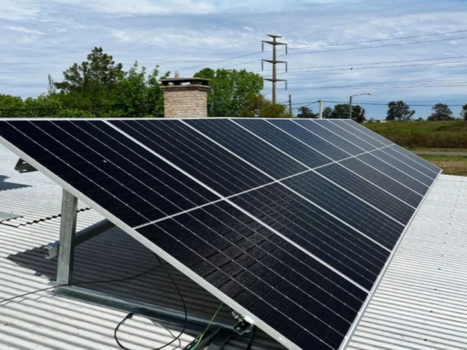 Residential rooftop solar panels installed on a metal roof in Poland