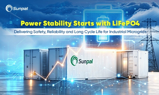 Industrial LiFePO4 battery containers for off-grid microgrids.